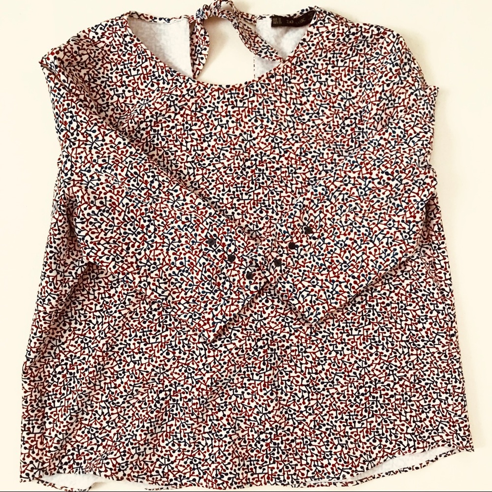 Tie back printed blouse